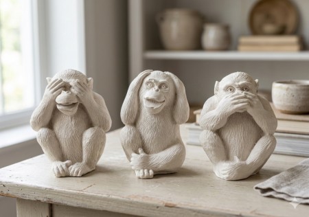 Ape Trio: Magisk Gipsstatue med Overbevisende Kraft